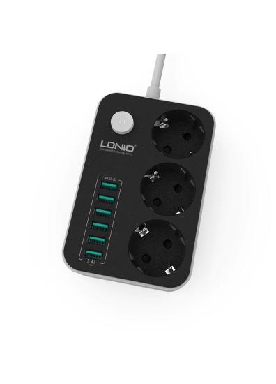 Ldnio SE3631 3.4A Auto 6 Port USB Girişli 3’lü Akım Korumalı Priz